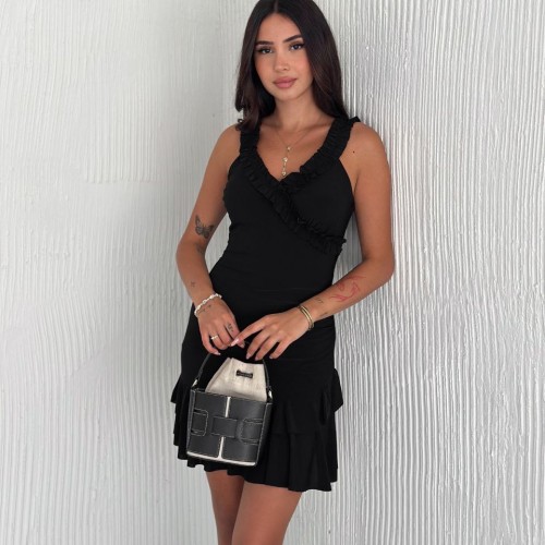 227876 TOPTAN SİYAH ELBİSE toptan bayan giyim