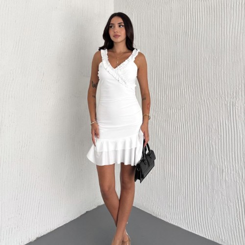 227877 TOPTAN BEYAZ ELBİSE toptan bayan giyim