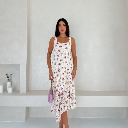 227882 TOPTAN EKRU ELBİSE toptan bayan giyim