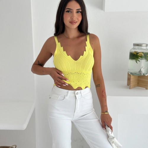 227887 TOPTAN SARI CROP toptan bayan giyim