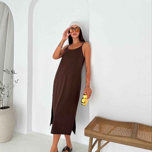 227900 TOPTAN KAHVE ELBİSE toptan bayan giyim