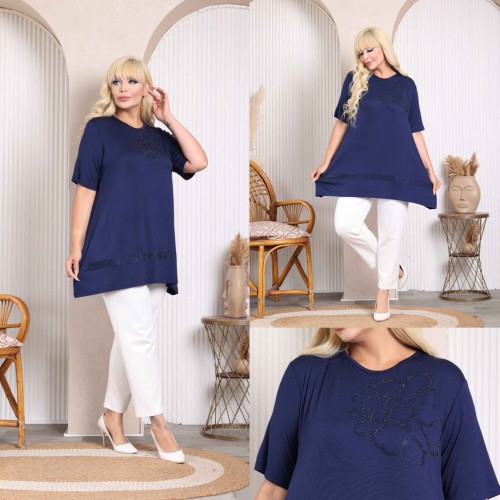 227907 Navy blue TUNIC toptan bayan giyim
