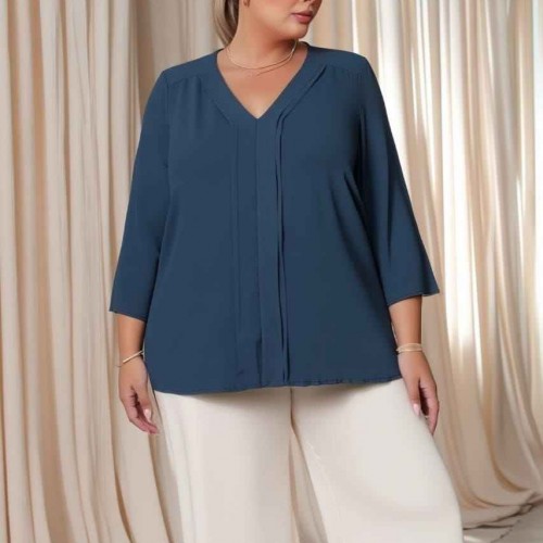 227915 TOPTAN MAVİ BLUZ toptan bayan giyim