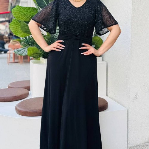 227930 TOPTAN SİYAH ABİYE toptan bayan giyim