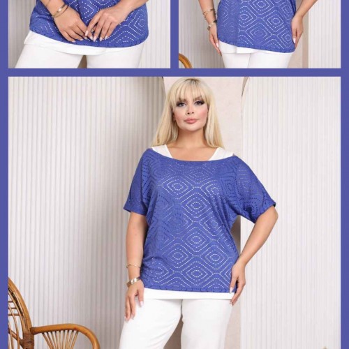 227960 TOPTAN SAKS BLUZ toptan bayan giyim