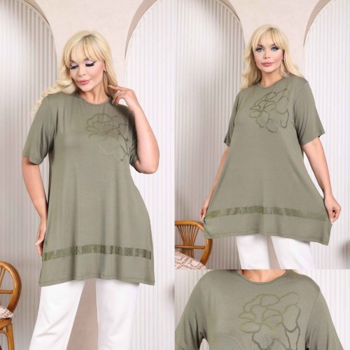 227966 khaki TUNIC toptan bayan giyim