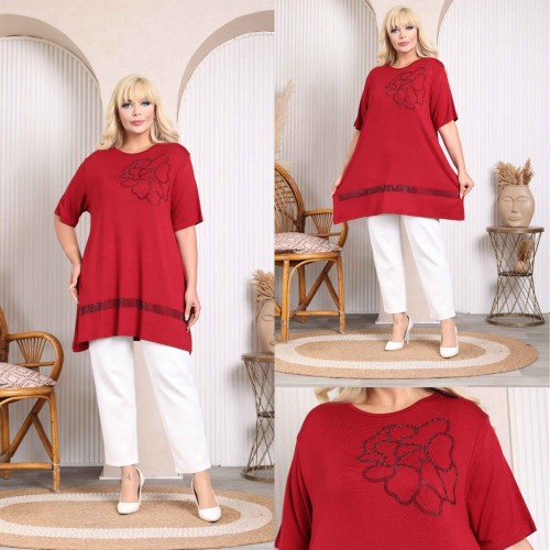 227967 burgundy TUNIC toptan bayan giyim