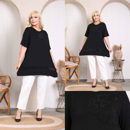 227968 black TUNIC toptan bayan giyim