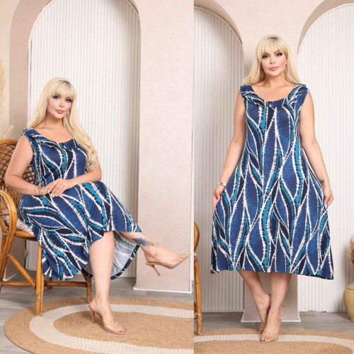 228042 DESENLİ ELBİSE toptan bayan giyim