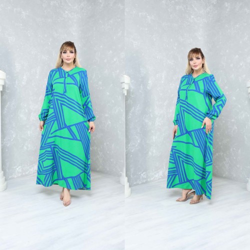 228044 DESENLİ ELBİSE toptan bayan giyim