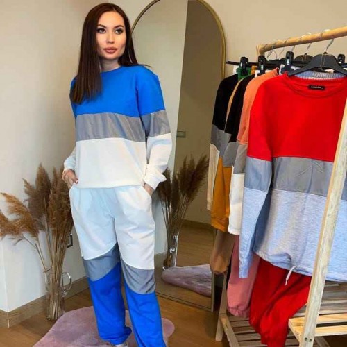 80463 TOPTAN ÇİZGİLİ EŞOFMAN TAKIM toptan bayan giyim