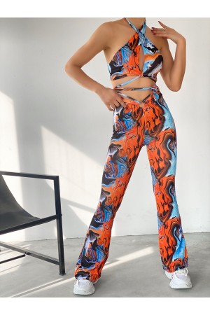 98001 patterned TROUSERS